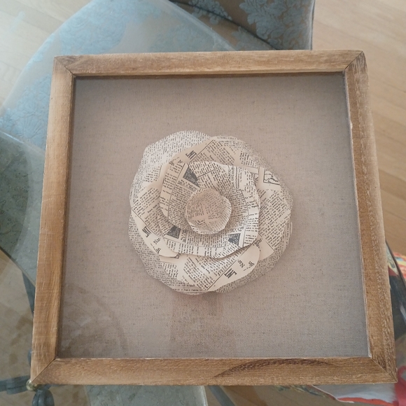 Framed Paper Flower Art Wall Decor 3D Floral Music Notes In Shadow Box 11 x 11 - Picture 3 of 15